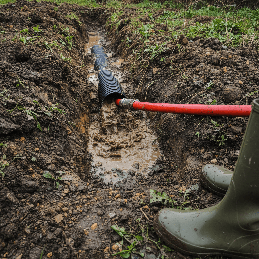Hochdruckspülung der Drainage